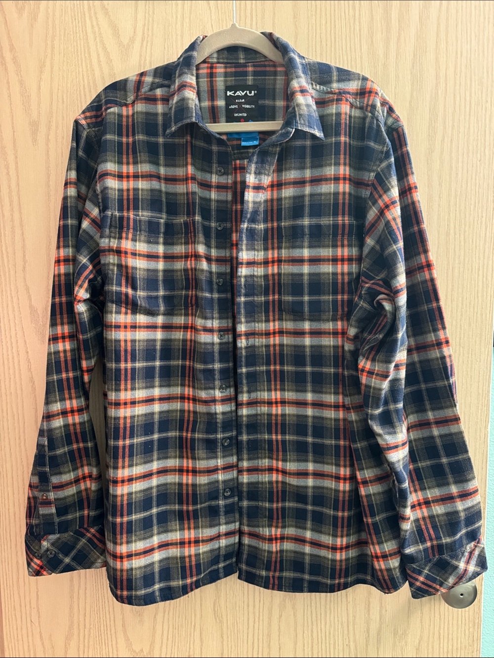 Kavu black ,Orange and Cream Plaid Button-Down Shirt